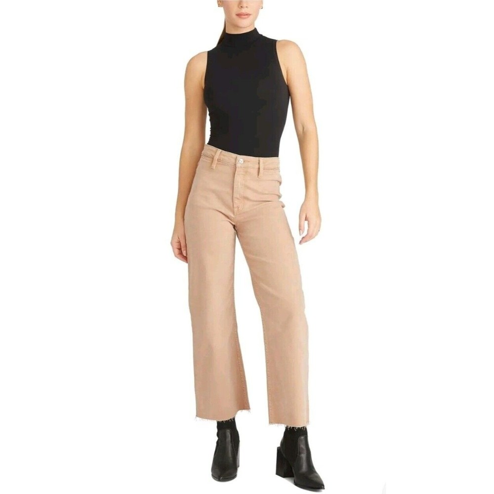 NWT VIGOSS Womens Size 29 (8) Alanis Cropped Wide-Leg Jeans Tan High Rise